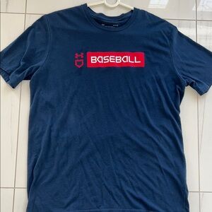 Under Armour Navy and Red Baseball Logo T-Shirt Size L